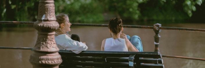Chatting on a bench