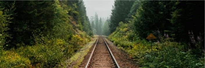Railway tracks leading off into the distant country